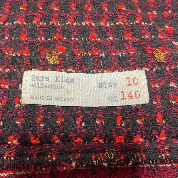 Zara Kids Red Tweed Overall Dress Skirt Size 10 Button Front Short Mini - Picture 4 of 8